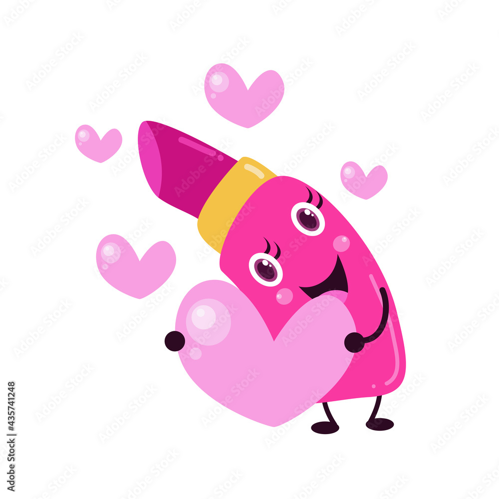 Fototapeta premium Cute lipstick character vector template design illustration