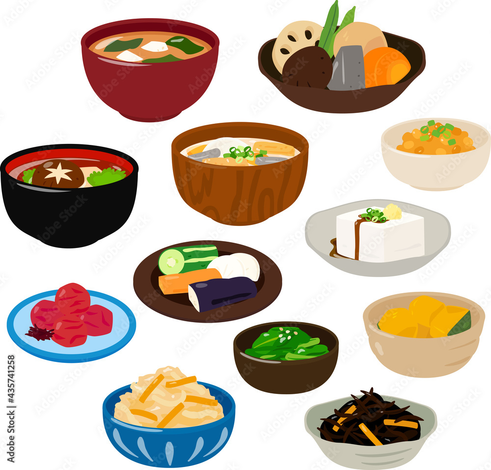 和食のおかずのイラストセット Stock Vector Adobe Stock