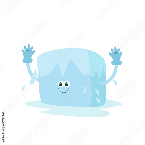 cute ice cube character vector template design illustration