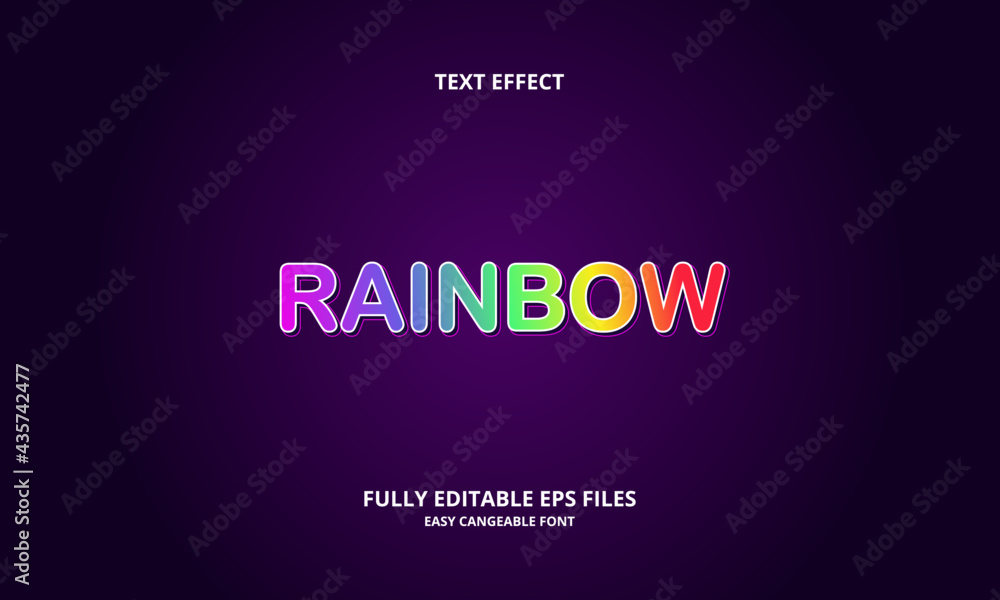 rainbow style editable text effect Stock Vector | Adobe Stock
