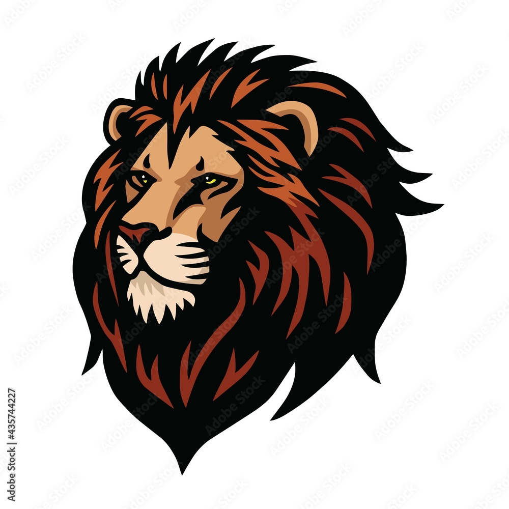 Lion Head Sports Mascot Logo Design Illustration