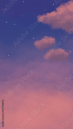 twilight sky with clouds background. illustration