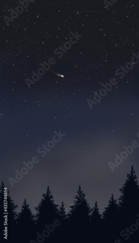 night sky with star, comet and galaxy background. illustration 