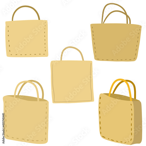 Fabric bag. Cloth eco shopper. Flat cartoon illusration