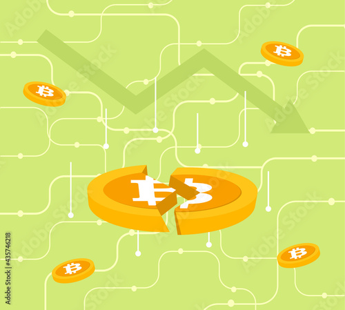 Cryptocurrency Crash background on flat design