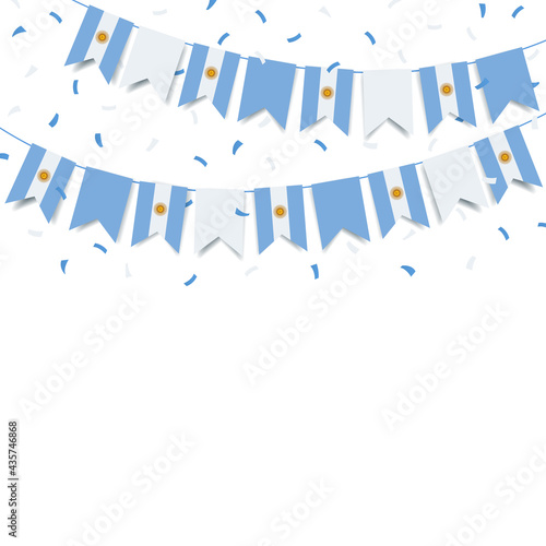 Vector Illustration of Independence Day of Argentina.  Garland with the flag of Argentina on a white background.
