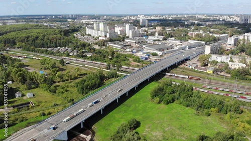 Aerial view of the overpass to Chistye Prudy before its opening (Kirov, Russia) photo