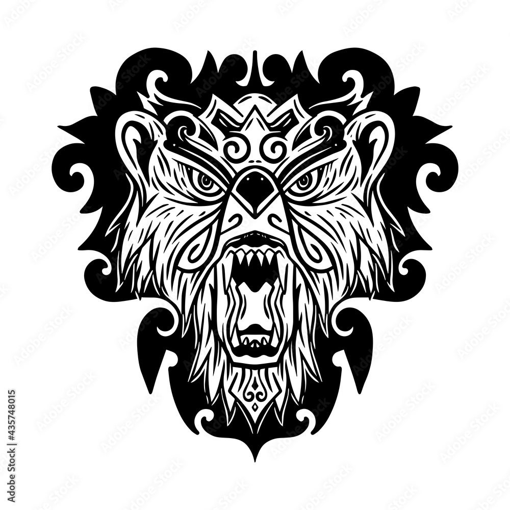 Print Animal heads and ornaments for labels, stickers, emblems, posters, tattoos, t-shirts with vector black blocks. Print Animal heads and ornaments for labels, stickers, emblems, posters, tattoos, t-shirts with vector black blocks.