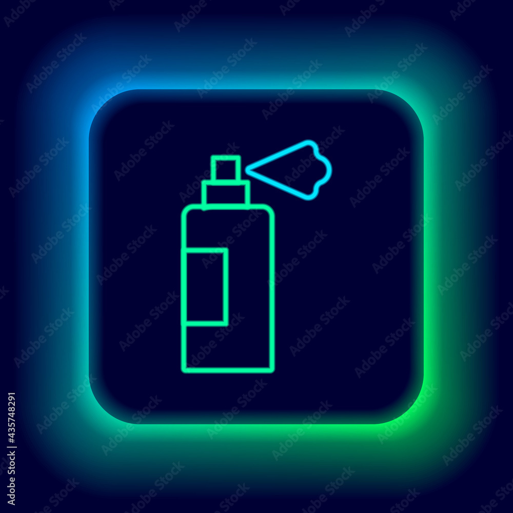 Glowing neon line Pet shampoo icon isolated on black background. Pets care sign. Dog cleaning symbol. Colorful outline concept. Vector Glowing neon line Pet shampoo icon isolated on black background. Pets care sign. Dog cleaning symbol. Colorful outline concept. Vector