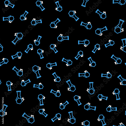 Line Honeycomb and hand icon isolated seamless pattern on black background. Honey cells symbol. Sweet natural food. Vector