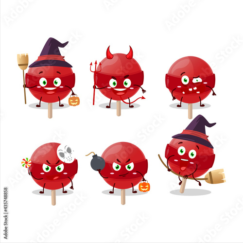 Halloween expression emoticons with cartoon character of red lolipop