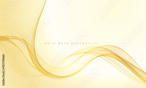 Vector abstract colorful flowing gold wave lines isolated on white background. Design element for wedding invitation, greeting card