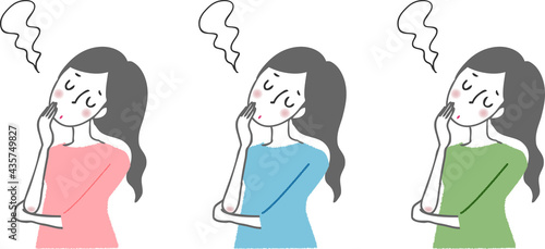 ため息をつく女性。