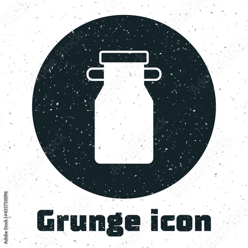 Grunge Can container for milk icon isolated on white background. Monochrome vintage drawing. Vector