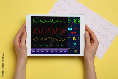 Female hands with heart rat...