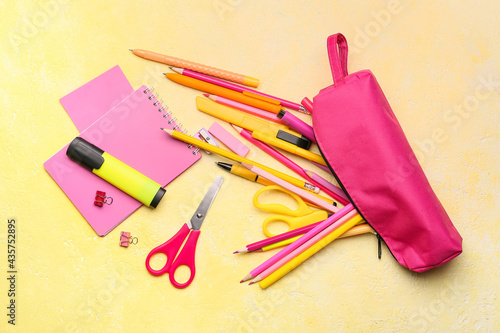 Bright pink pencil case wit...
