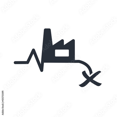 Factory and production decline schedule. Falling consumer demand. Vector icon isolated on white background.