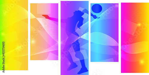 Volleyball logo design. Colorful sport background. Website Landing Page. Template for apps. Modern geometric. Vector illustration.