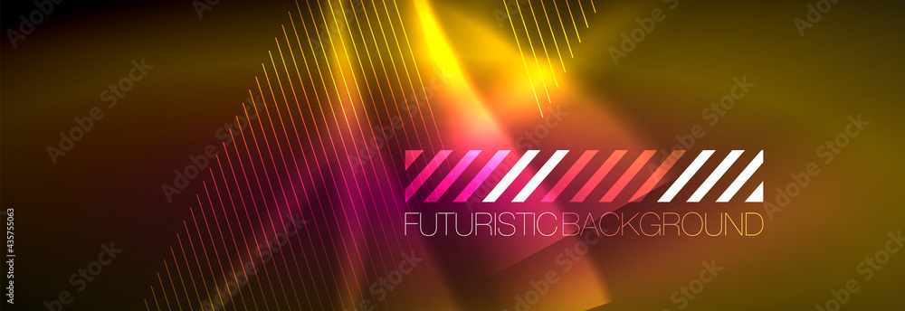 Neon glowing lines, magic energy and light motion background. Vector wallpaper template Neon glowing lines, magic energy and light motion background. Vector wallpaper template