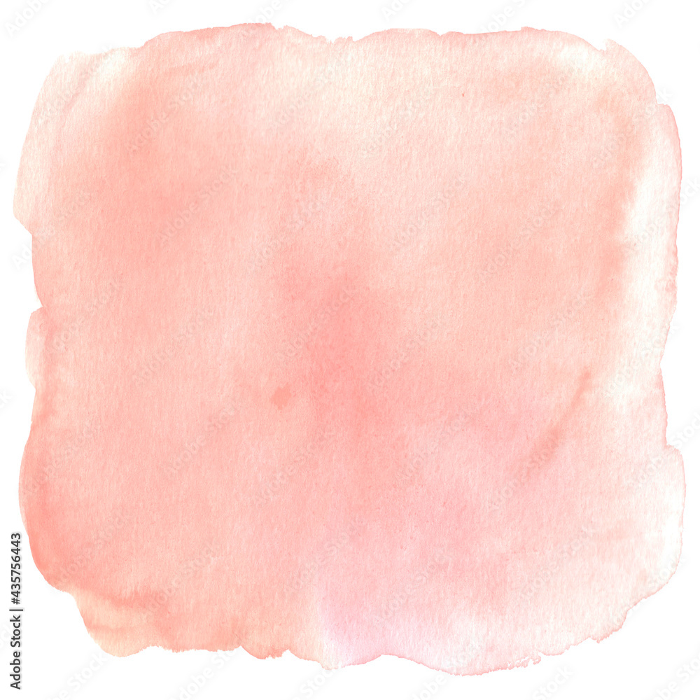 Fototapeta premium Watercolor abstract coral pink red delicate background. Hand drawn square stain, spot, paper texture