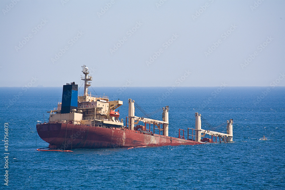 Sinking ship in Mediterranean, Straits of Gibraltar Stock Photo Adobe