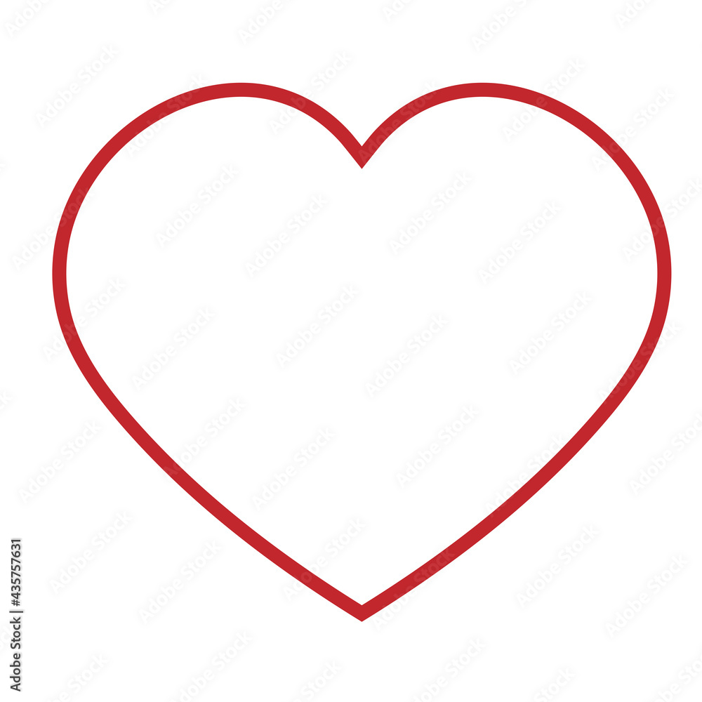 Heart. Love flat icon. Red stroke