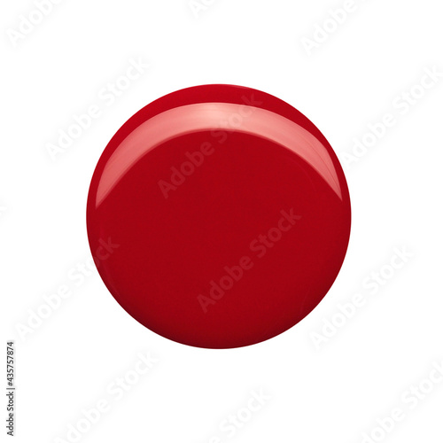 Blot of red circle shaped nail polish isolated on white