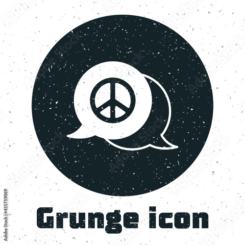 Grunge Peace icon isolated on white background. Hippie symbol of peace. Monochrome vintage drawing. Vector