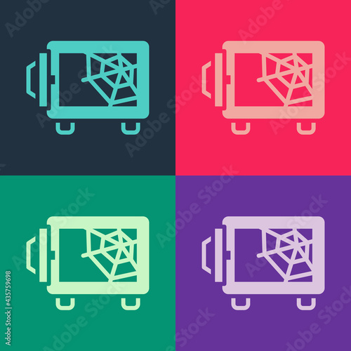 Pop art Safe icon isolated on color background. The door safe a bank vault with a combination lock. Reliable Data Protection. Vector