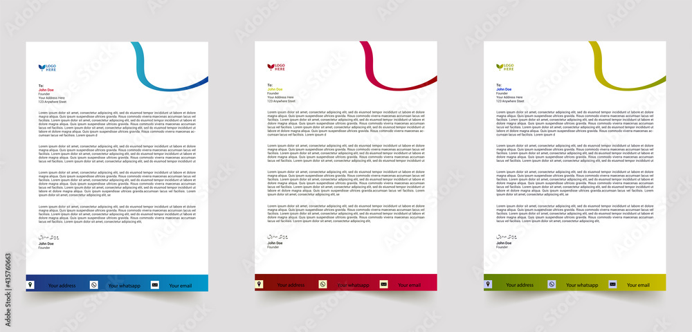 New abstract business professional letterhead templates