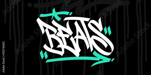 Hip Hop Hand Written Urban Graffiti Style Word Beats Vector Illustration Calligraphy Art
