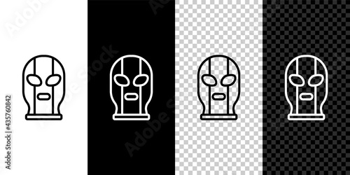 Set line Mexican wrestler icon isolated on black and white,transparent background. Vector