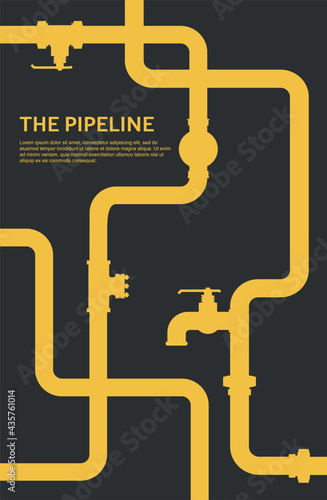 Pipeline concept. Oil flat vector design. Pipeline construction isolated on black