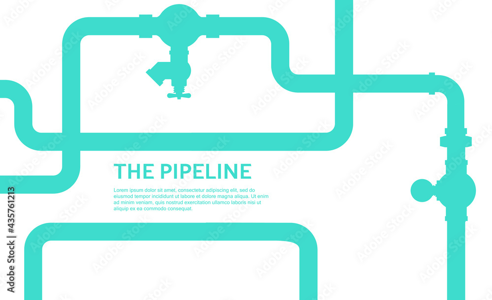 Pipeline infographic with blue and white colors. Oil, water flat valve vector design. Pipeline construction isolated Pipeline infographic with blue and white colors. Oil, water flat valve vector design. Pipeline construction isolated