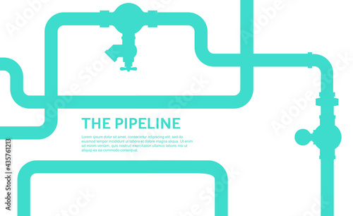 Pipeline infographic with blue and white colors. Oil, water flat valve vector design. Pipeline construction isolated