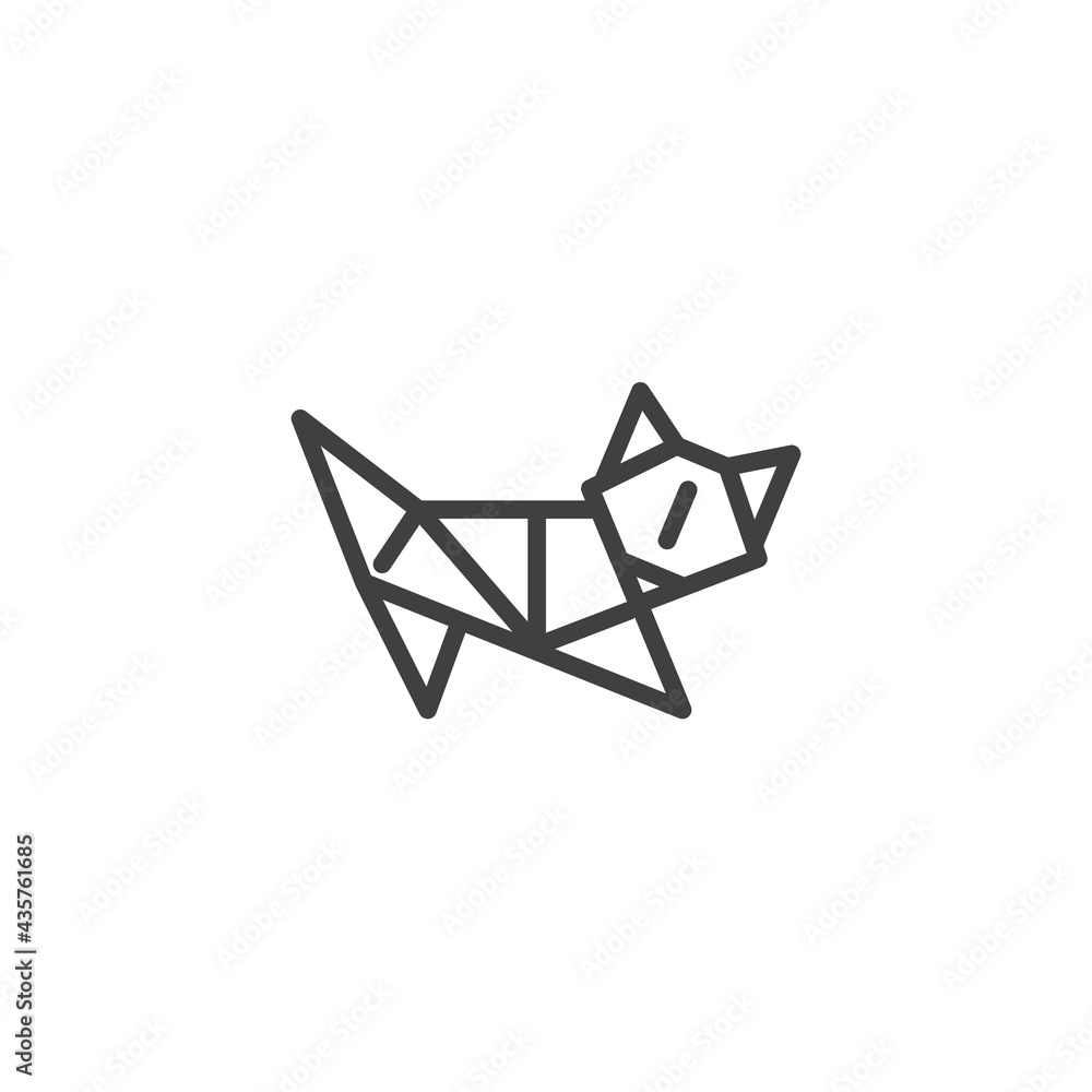 Fototapeta premium Origami cat line icon