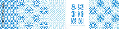 Winter snowflakes cross-stitch seamless patterns