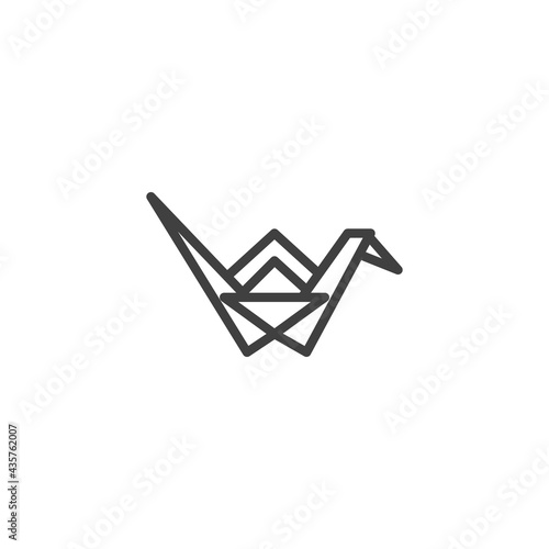 Crane bird origami line icon