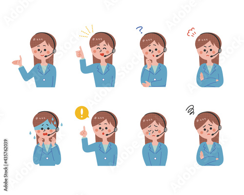 Female operators with various facial expressions_2