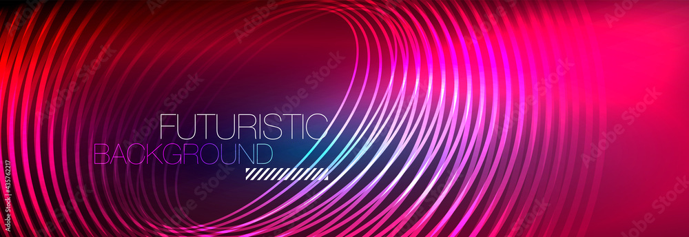 Dark abstract background with glowing neon circles. Trendy layout template for business or technology presentation, internet poster or web brochure cover, wallpaper Dark abstract background with glowing neon circles. Trendy layout template for business or technology presentation, internet poster or web brochure cover, wallpaper
