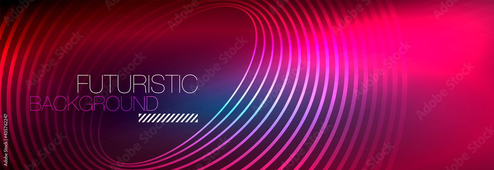 Dark abstract background with glowing neon circles. Trendy layout template for business or technology presentation, internet poster or web brochure cover, wallpaper Dark abstract background with glowing neon circles. Trendy layout template for business or technology presentation, internet poster or web brochure cover, wallpaper