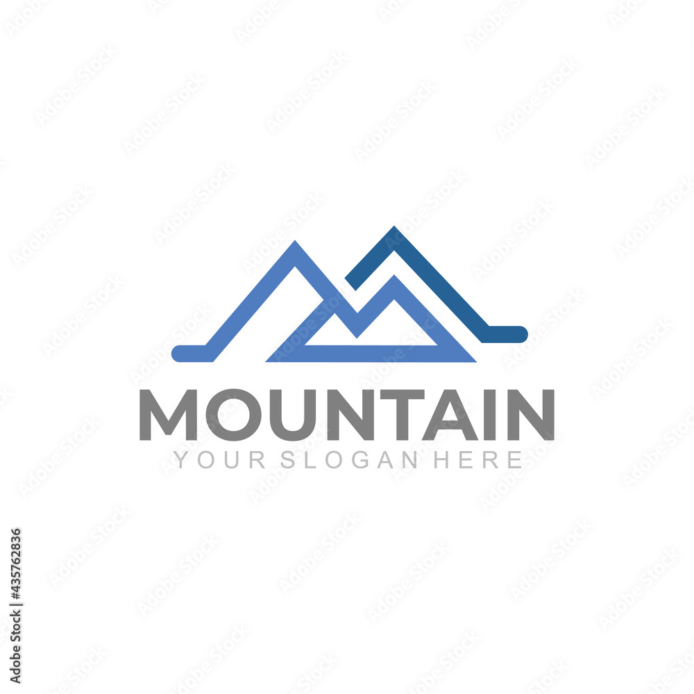 Mountain logo with line design vector, simple line style