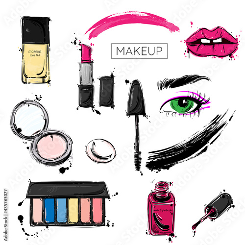 Vector abstract background with cosmetics