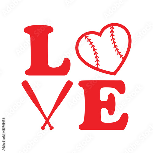 Isolated Vector Love Baseball Illustration