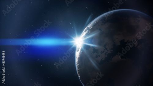 Fototapeta Naklejka Na Ścianę i Meble -  blue planet sunrise in space
