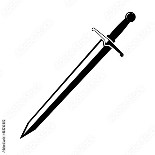 Knight sword icon silhouette isolated on white background photo