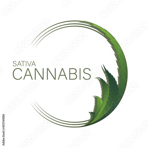 Simple icon of Cannabis Leaf Silhouette Sativa marijuana