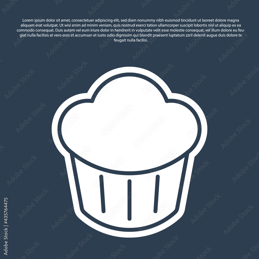 Blue line Cupcake icon isolated on blue background. Vector Blue line Cupcake icon isolated on blue background. Vector