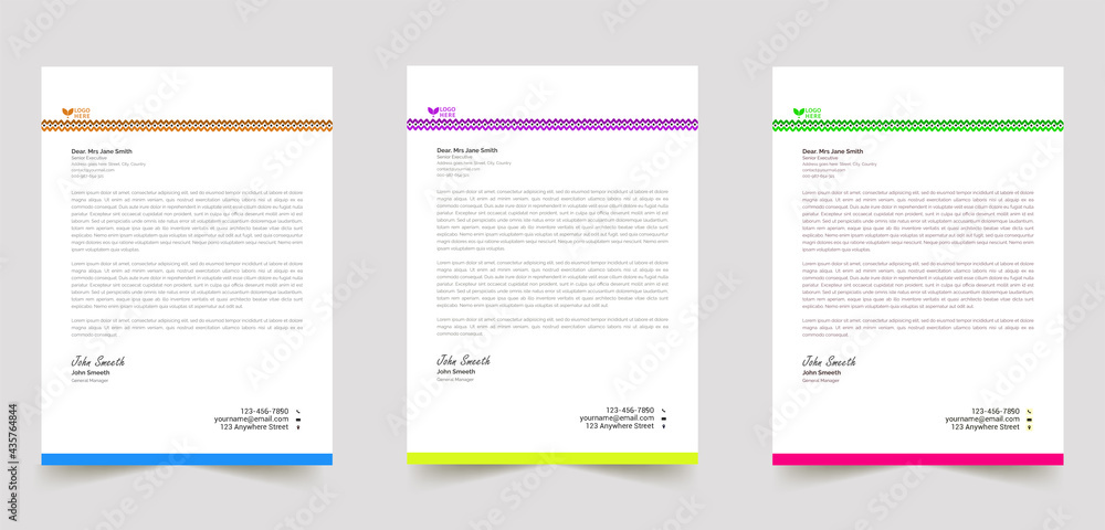 colorful abstract business professional letterhead templates