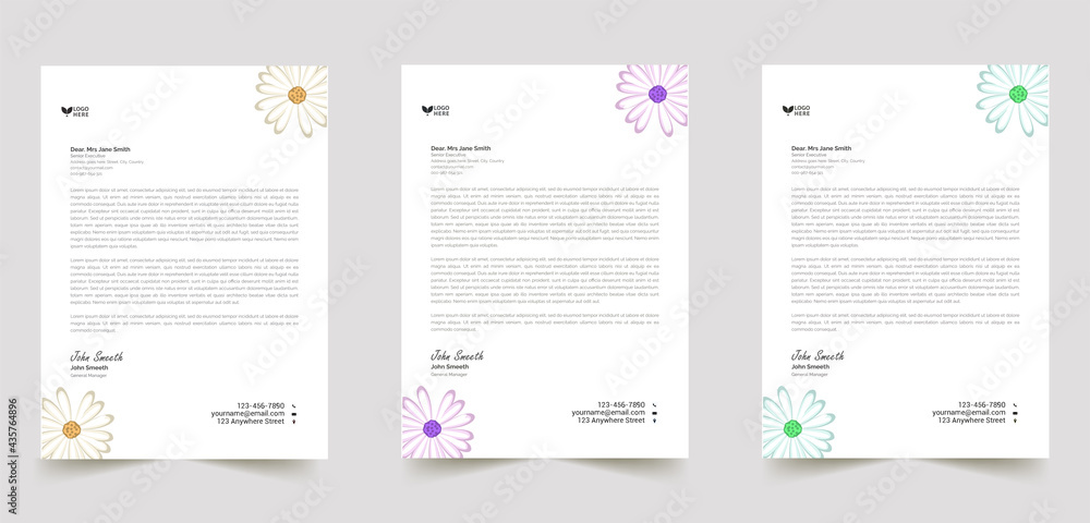 flower abstract business professional letterhead templates
